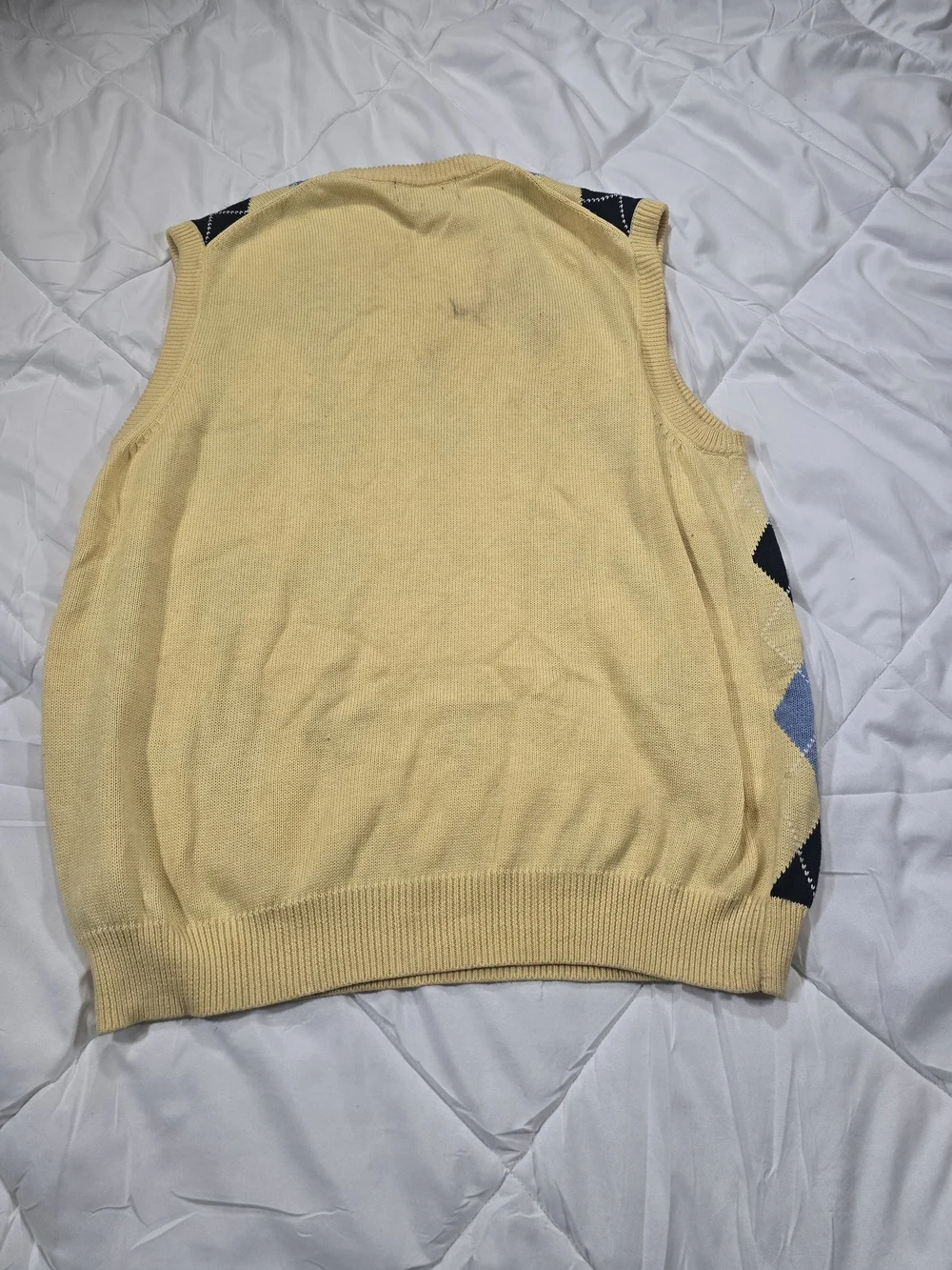 Brooks Brothers Yellow, Blue & Black Argyle V-Neck Sweater Vest